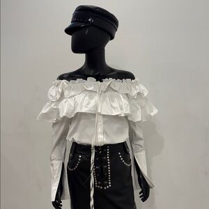 Opening Ceremony Off Shoulder Ruffle Cotton Blouse White Size 4 Worn Once